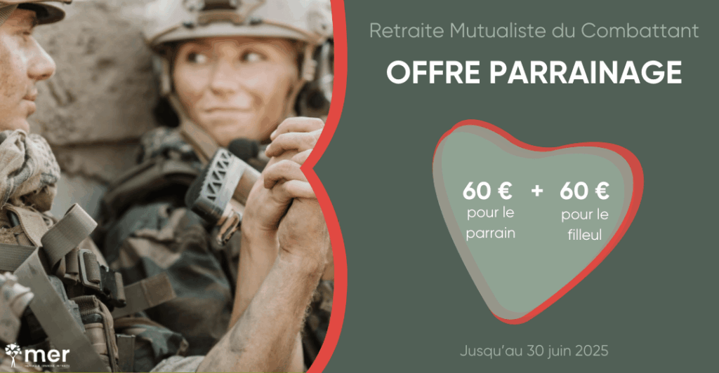 Parrainez vos proches à la Retraite Mutualiste du Combattant chez MER et remportez une carte cadeau de 60 € pour vous et une pour votre filleul... Autant de fois que vous avez de filleuls !